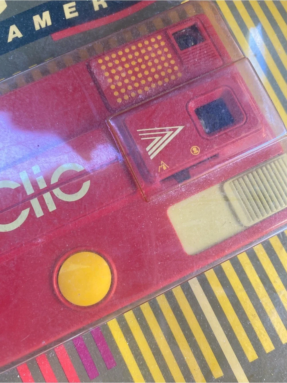 Vintage Le Clic Red Disc Camera with Designer Pouch